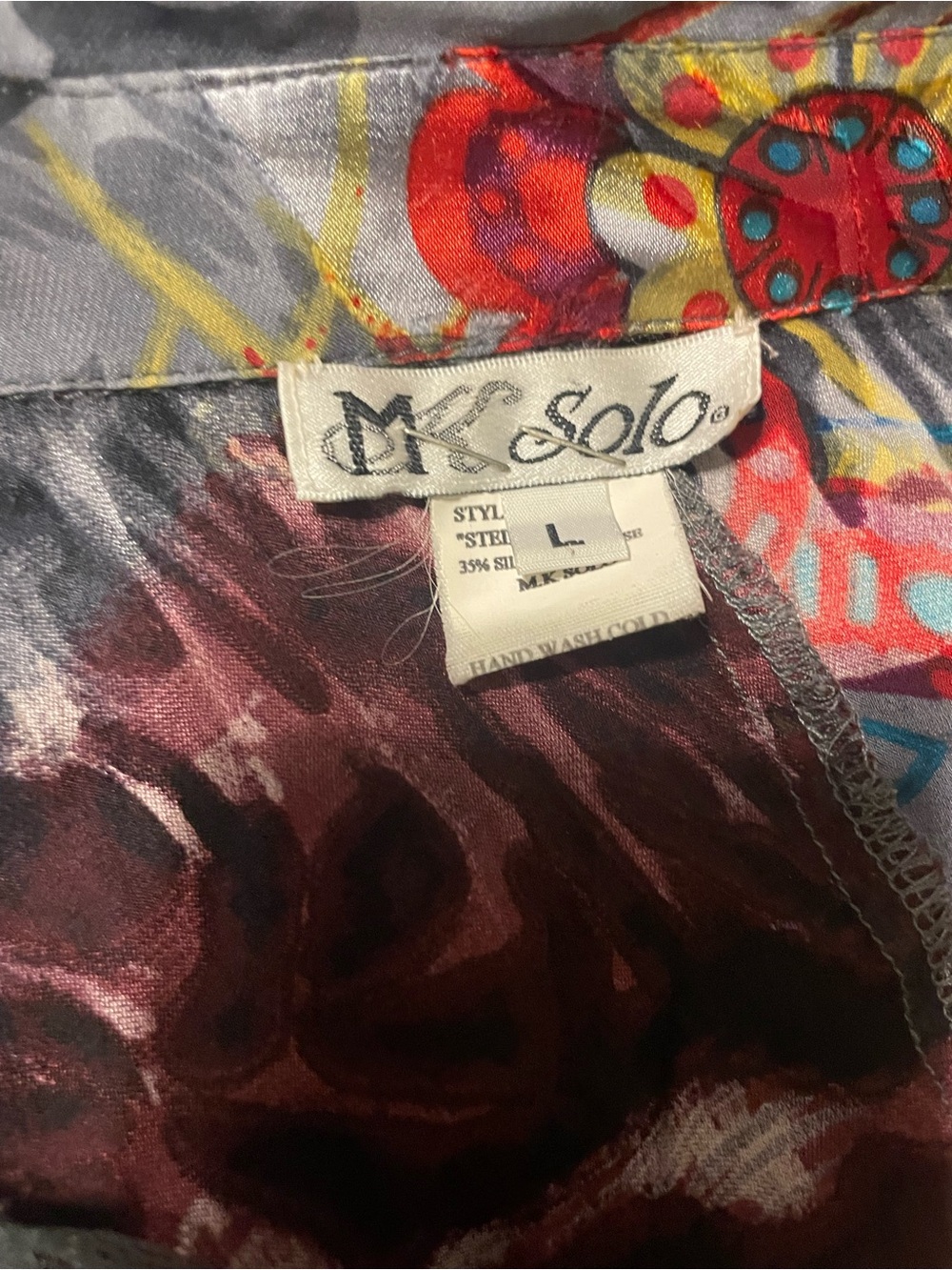 MK Solo Stella Silk Blend Sheer Ruffle Boho Blouse Size L Y2K Romantic Top - Picture 9 of 10